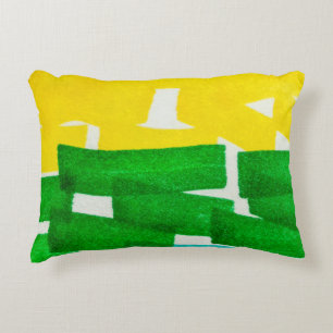 Seafoam Lila Boho Hand Drawn Stroke. Fuchsia Hot Accent Kussen