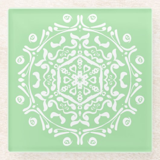 Seafoam Mandala Glazen Onderzetter (Voorkant)