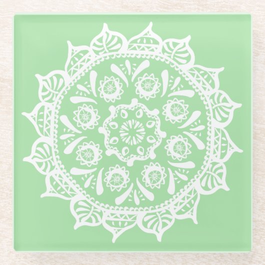 Seafoam Mandala Glazen Onderzetter (Voorkant)