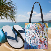 Seafoam marmer gepersonaliseerde strand spullen tote bag
