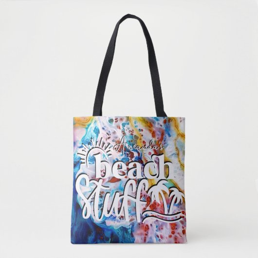 Seafoam marmer gepersonaliseerde strand spullen tote bag (Voorkant)