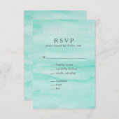 Seafoam Mint Green Abstracte Waterverf Wedding RSVP Kaartje (Voorkant / Achterkant)