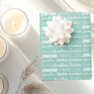 Seafoam Mint Green Birthday Gepersonaliseerde naam Inpakpapier Vel
