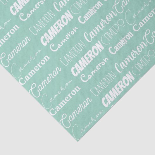 Seafoam Mint Green Birthday Personalized Name Tissuepapier (Detail)