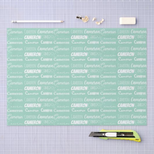 Seafoam Mint Green Birthday Personalized Name Tissuepapier (Craft)