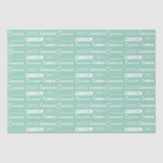 Seafoam Mint Green Birthday Personalized Name Tissuepapier (Voorkant)