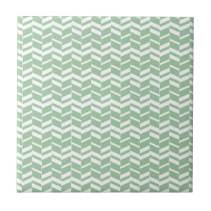 Seafoam Mint Green Herringbone Lines Tegeltje