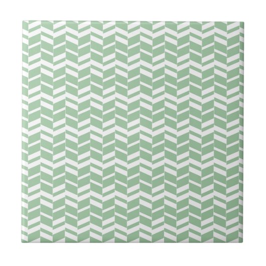 Seafoam Mint Green Herringbone Lines Tegeltje (Voorkant)