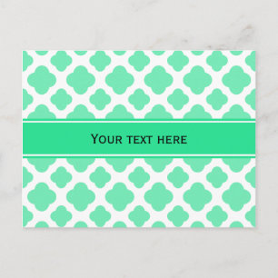 Seafoam Mint Green Quatrefoil Patroon Briefkaart