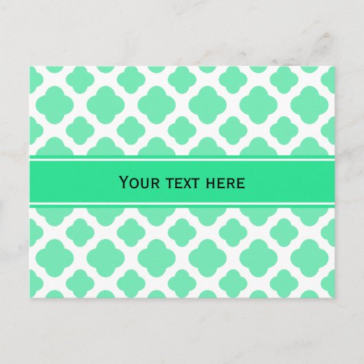 Seafoam Mint Green Quatrefoil Patroon Briefkaart (Voorkant)