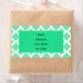 Seafoam Mint Green Quatrefoil Patroon Etiket (Insitu)