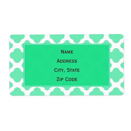 Seafoam Mint Green Quatrefoil Patroon Etiket (Voorkant)