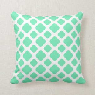Seafoam Mint Green Quatrefoil Patroon Kussen