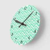 Seafoam Mint Green Zigzgag Patroon Ronde Klok (Hoek)
