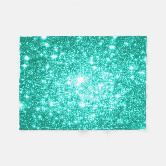 Seafoam Mint Groene Sterren Fleece Deken (Voorkant (Horizontaal))