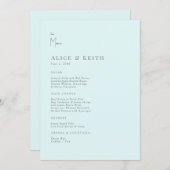 Seafoam Modern Wedding Menu Kaart (Voorkant / Achterkant)