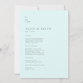 Seafoam Modern Wedding Menu Kaart