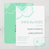 Seafoam Moderne Minimalistische Botanische Huwelij Save The Date (Voorkant / Achterkant)