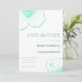 Seafoam Moderne Minimalistische Botanische Huwelij Save The Date (Staand voorkant)