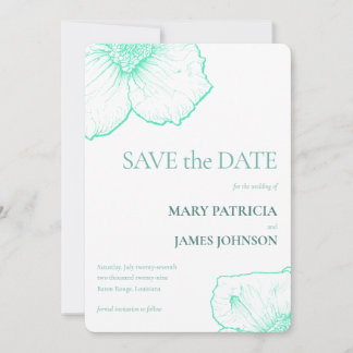 Seafoam Moderne Minimalistische Botanische Huwelij Save The Date