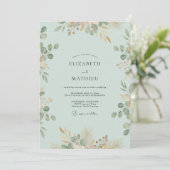 Seafoam Perzik Eucalyptus Bruiloft Kaart (Staand voorkant)