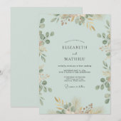Seafoam Perzik Eucalyptus Bruiloft Kaart (Voorkant / Achterkant)