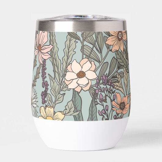 Seafoam Pink Yellow Retro Wildflower (Voorkant)