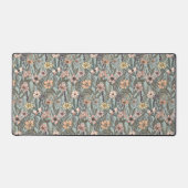 Seafoam Pink Yellow Retro Wildflower Bureaumat (Voorkant)