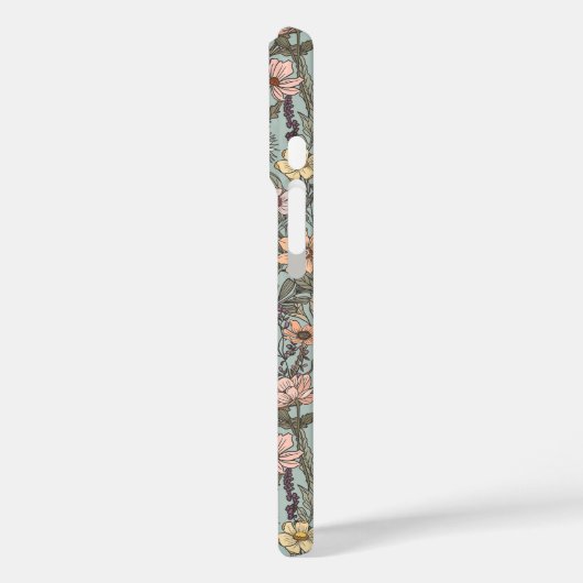 Seafoam Pink Yellow Retro Wildflower Case-Mate iPhone Case (Achterkant / Links)