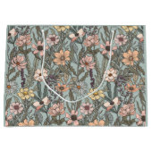 Seafoam Pink Yellow Retro Wildflower Groot Cadeauzakje (Voorkant)