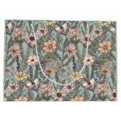 Seafoam Pink Yellow Retro Wildflower Groot Cadeauzakje (Achterkant)