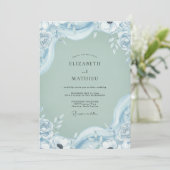 Seafoam Poeder Bloem Bruiloft Kaart (Staand voorkant)