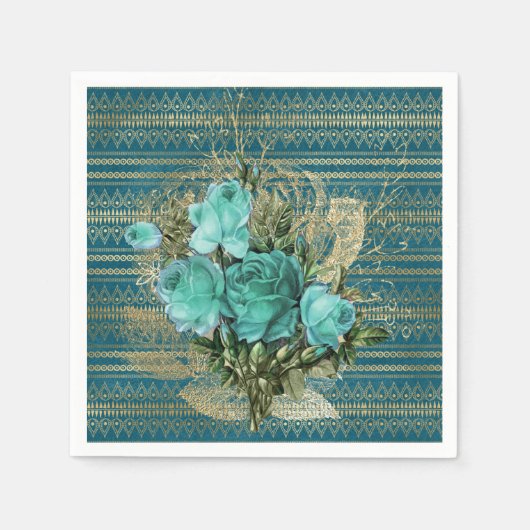 Seafoam Rozen Bouquet Servet (Voorkant)