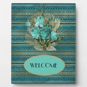 Seafoam Rozen Bouquet Welcome Tabletop Fotoplaat