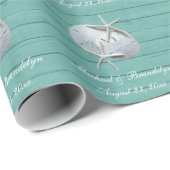 Seafoam Rustic Sand Dollar Starfish Gift Wrap Cadeaupapier (Rol Hoek)