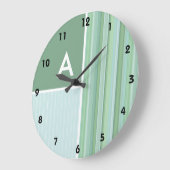 Seafoam, Sage Green en Baby Blue Stripes Grote Klok (Hoek)