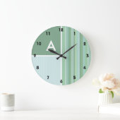 Seafoam, Sage Green en Baby Blue Stripes Grote Klok (Huis)