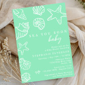 Seafoam Sea You Soon Coastal Beach Baby Shower Kaart