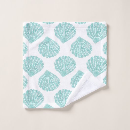 Seafoam Seashell Pattern Bad Handdoek (Wasdoekje)