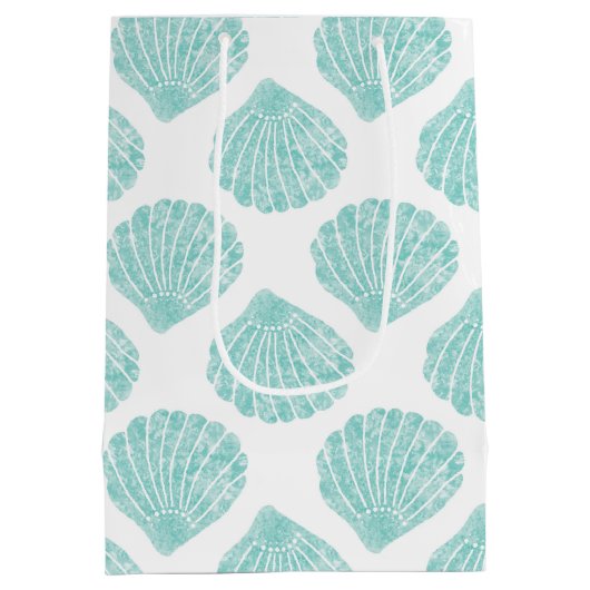 Seafoam Seashell Pattern Medium Cadeauzakje (Achterkant)