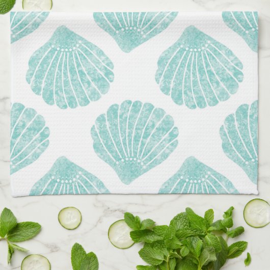 Seafoam Seashell Pattern Theedoek (Gevouwen)