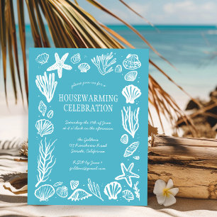 Seafoam Seashells Custom HOUSEWARMING PARTY Briefkaart