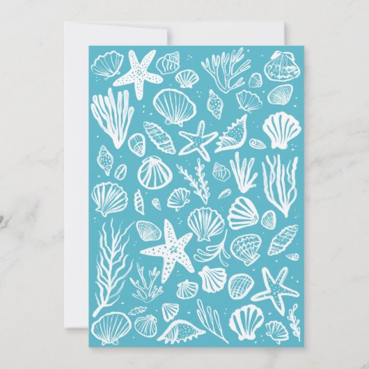 Seafoam Seashells Custom HOUSEWARMING PARTY Kaart (Achterkant)