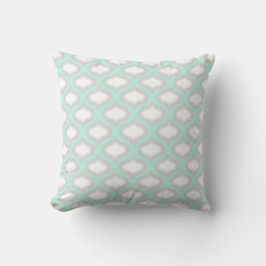 Seafoam & Shades of Grey Tegel Waves Pillow Kussen (Voorkant)