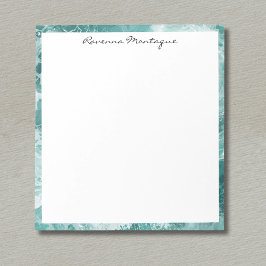 Seafoam Silver Border Elegant Custom Script Name Notitieblok