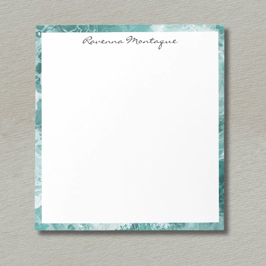 Seafoam Silver Border Elegant Custom Script Name Notitieblok