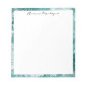 Seafoam Silver Border Elegant Custom Script Name Notitieblok (Voorkant)