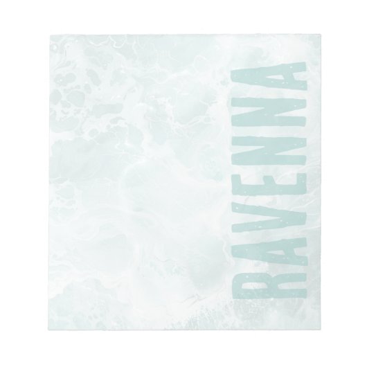Seafoam Silver Opacity Elegant Custom Script Name Notitieblok (Voorkant)