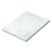 Seafoam Silver Opacity Elegant Custom Script Name Notitieblok (Linkerzijde)