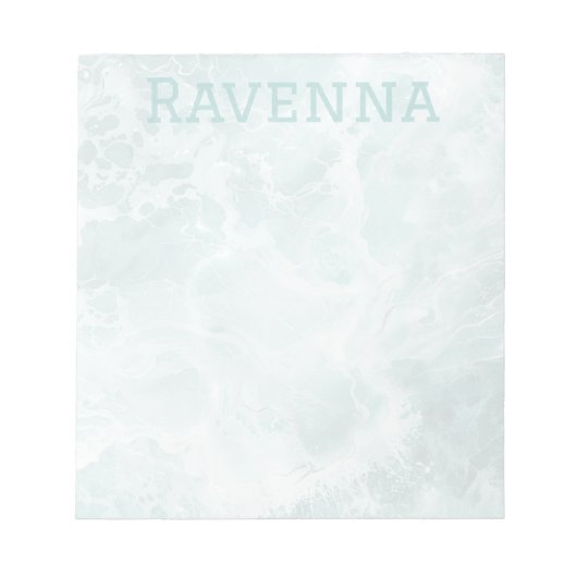 Seafoam Silver Opacity Elegant Custom Script Name Notitieblok (Voorkant)
